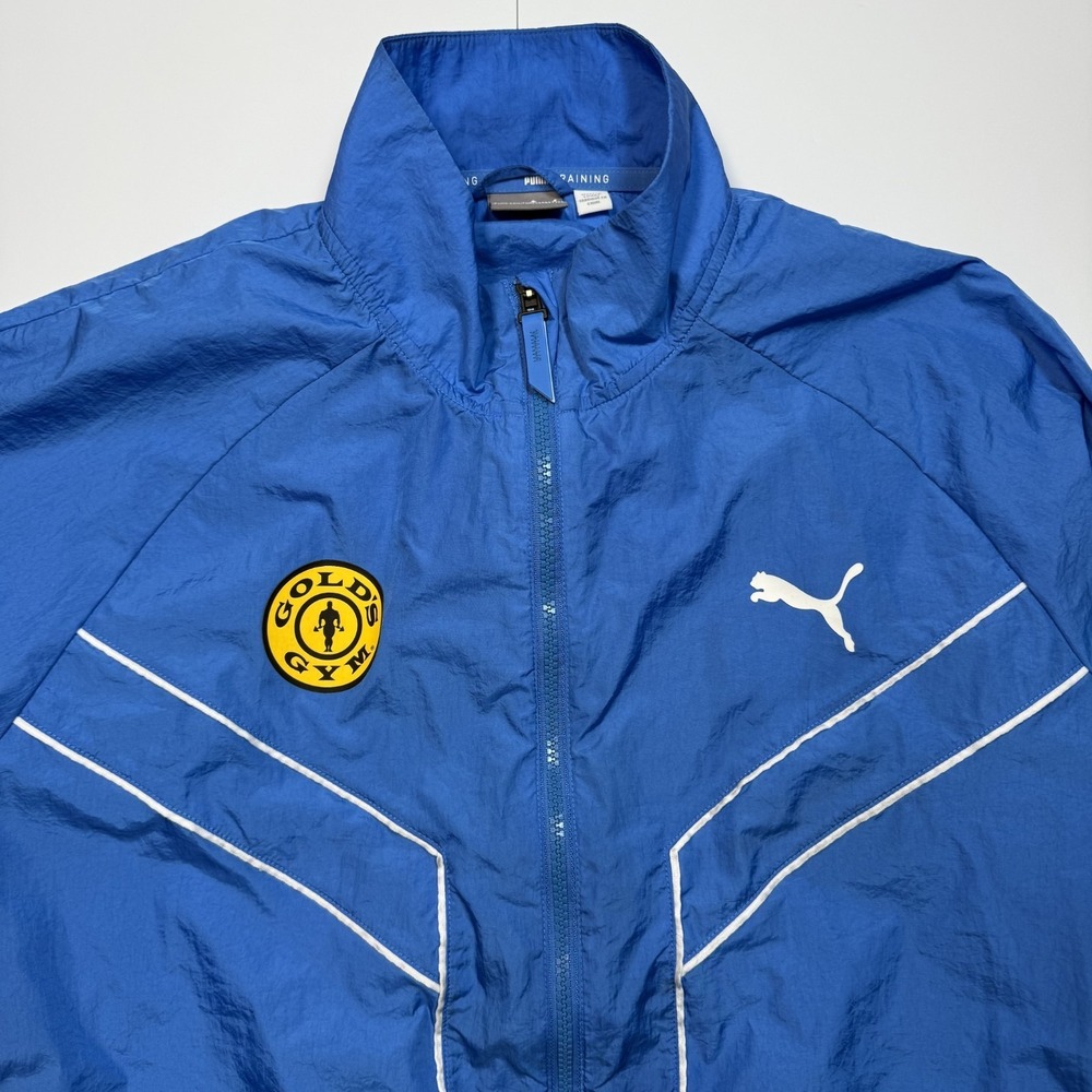 Rare Puma Gold's Gym Jacket Mens 2XL Blue Windbreaker Training Workout